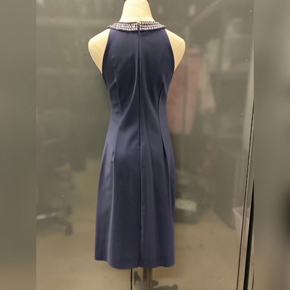 Alex Evenings Navy Embellished Halter Neck Ruched Sheath Dress - Picture 3 of 3